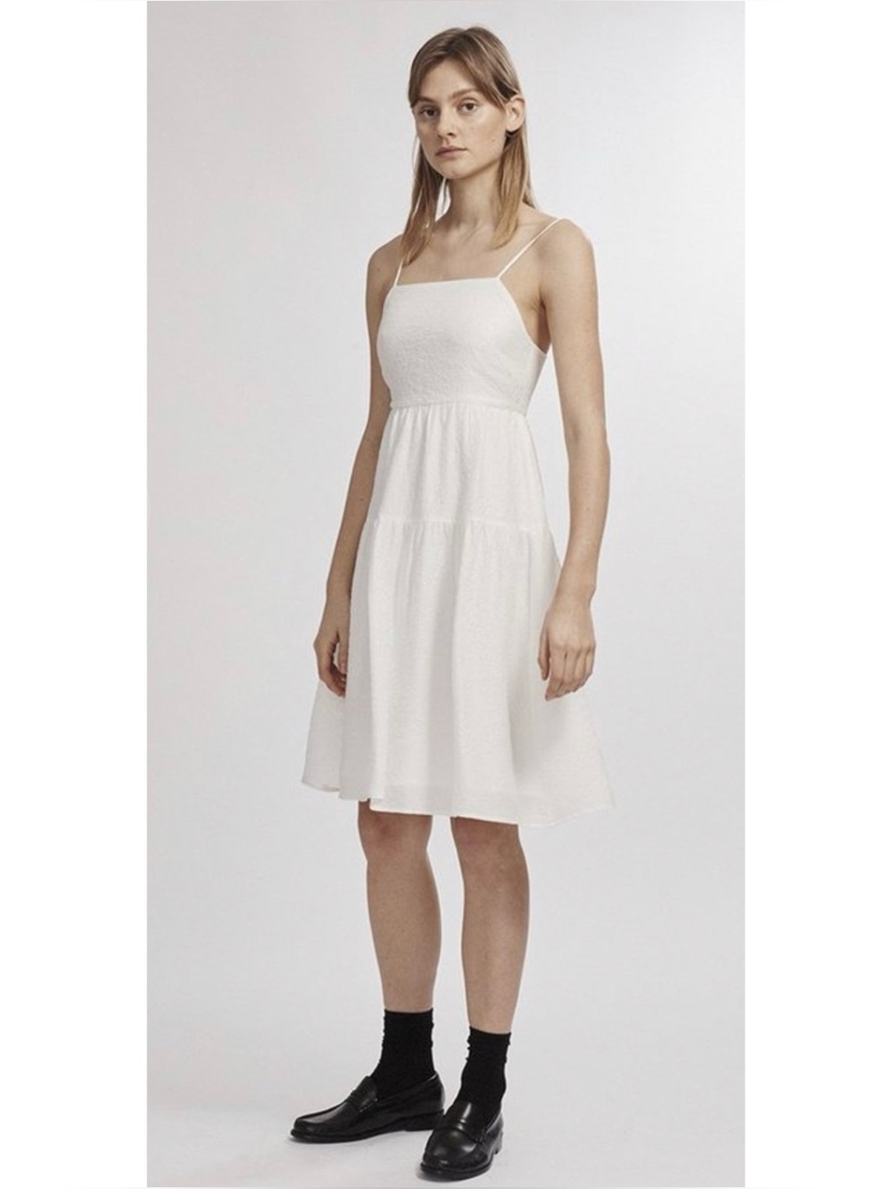 NWT Silk Laundry White Spaghetti Silk Strap Dress Size Large
